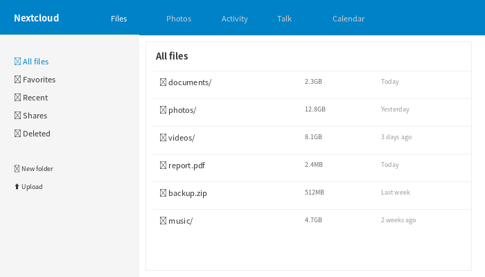 Nextcloud 网盘界面